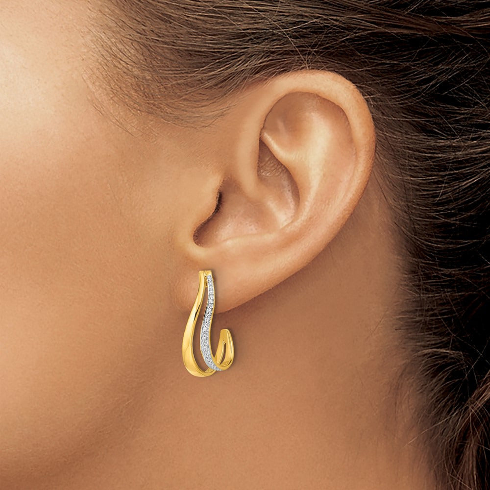 w/ Diamond J-Hoop Post Earrings — photo set