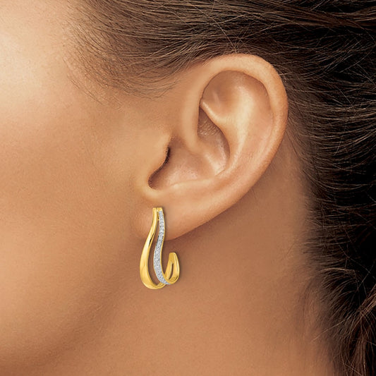 w/ Diamond J-Hoop Post Earrings — photo set