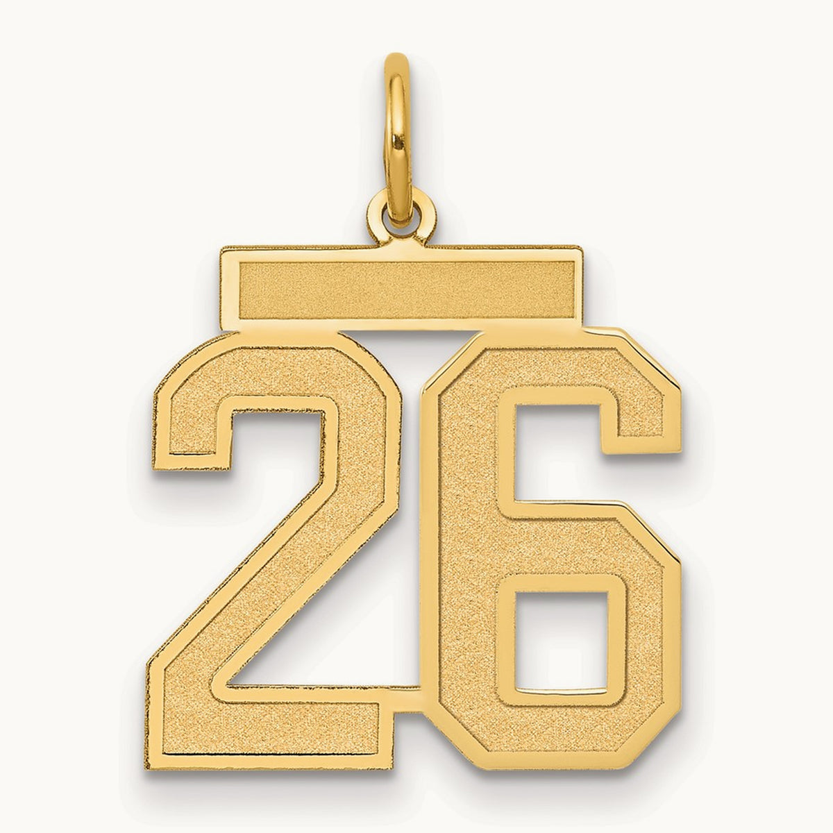 Medium Satin Number 26 Charm, 14K