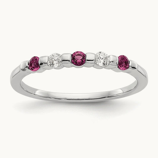 Diamond w/Ruby Band, 14K White Gold