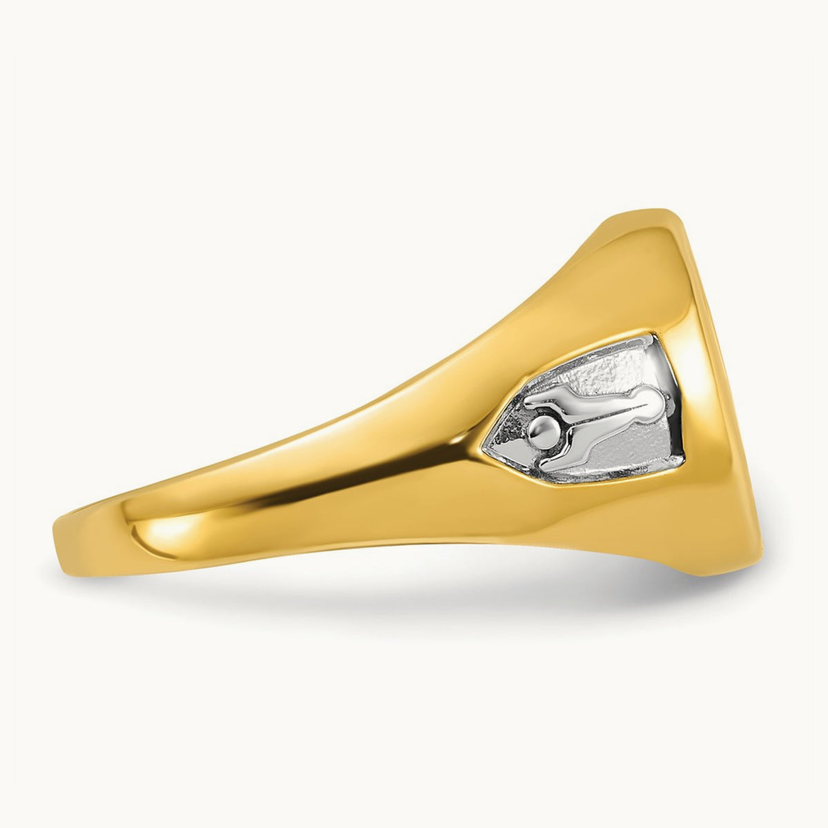 IBGoodman Men's w/ White RH & Cr. Sapphire Masonic Ring, 14K