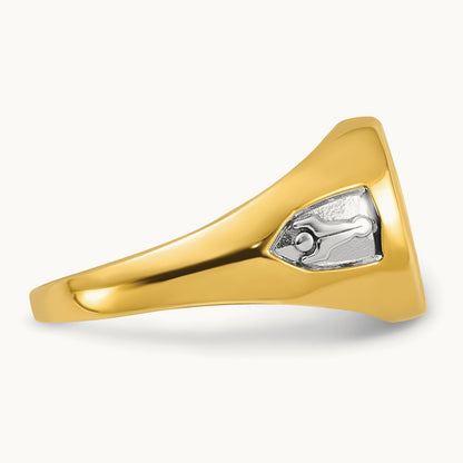 IBGoodman Men's w/ White RH & Cr. Sapphire Masonic Ring, 14K