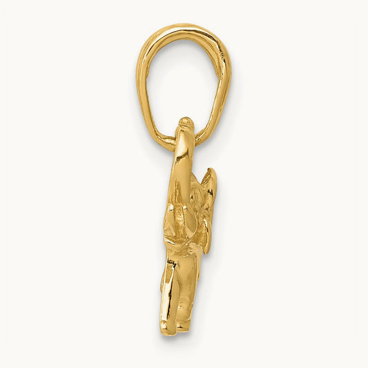 Polished Elephant Charm, 14K