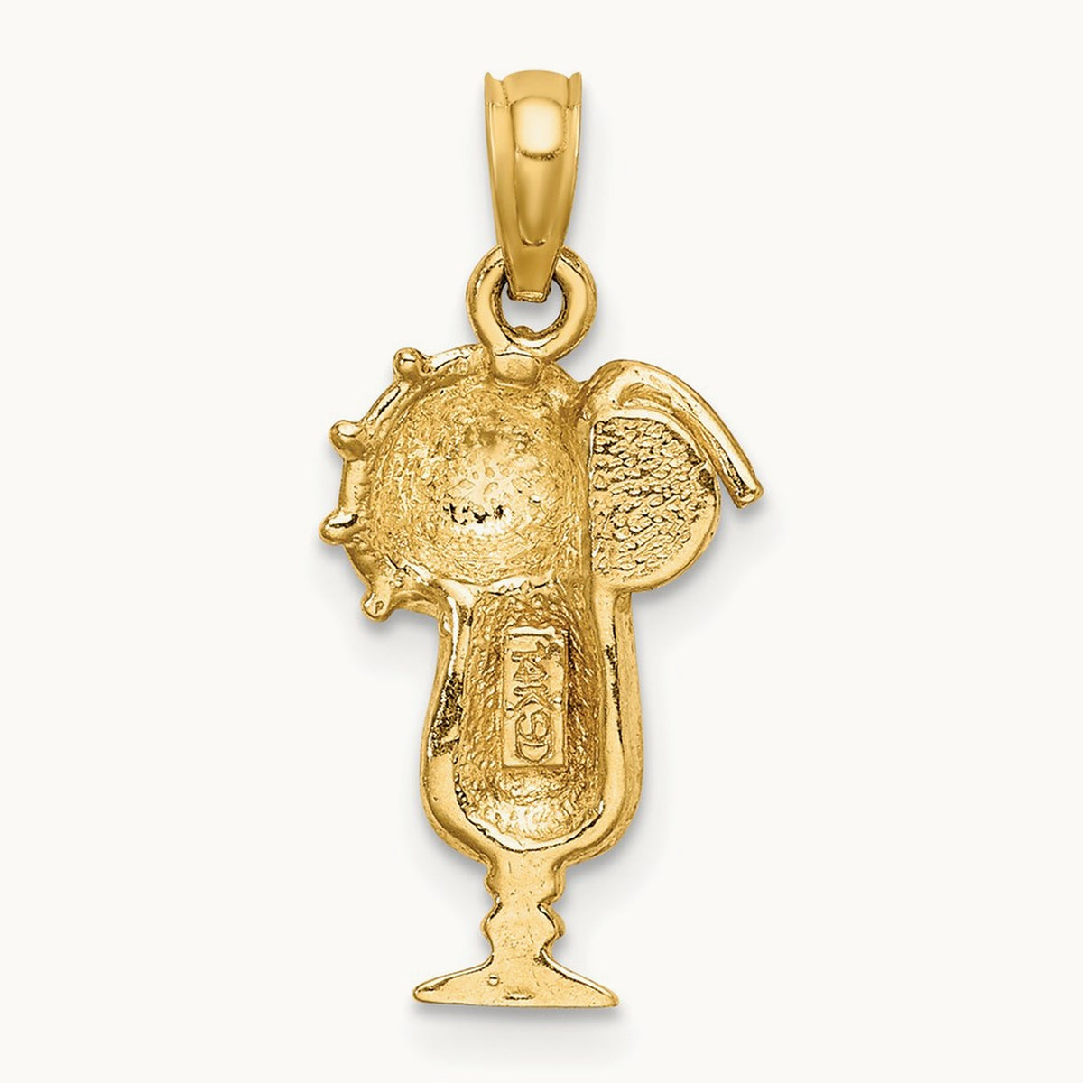 Enamel Drink w/Multi-Colored Umbrella Charm, 14K Yellow