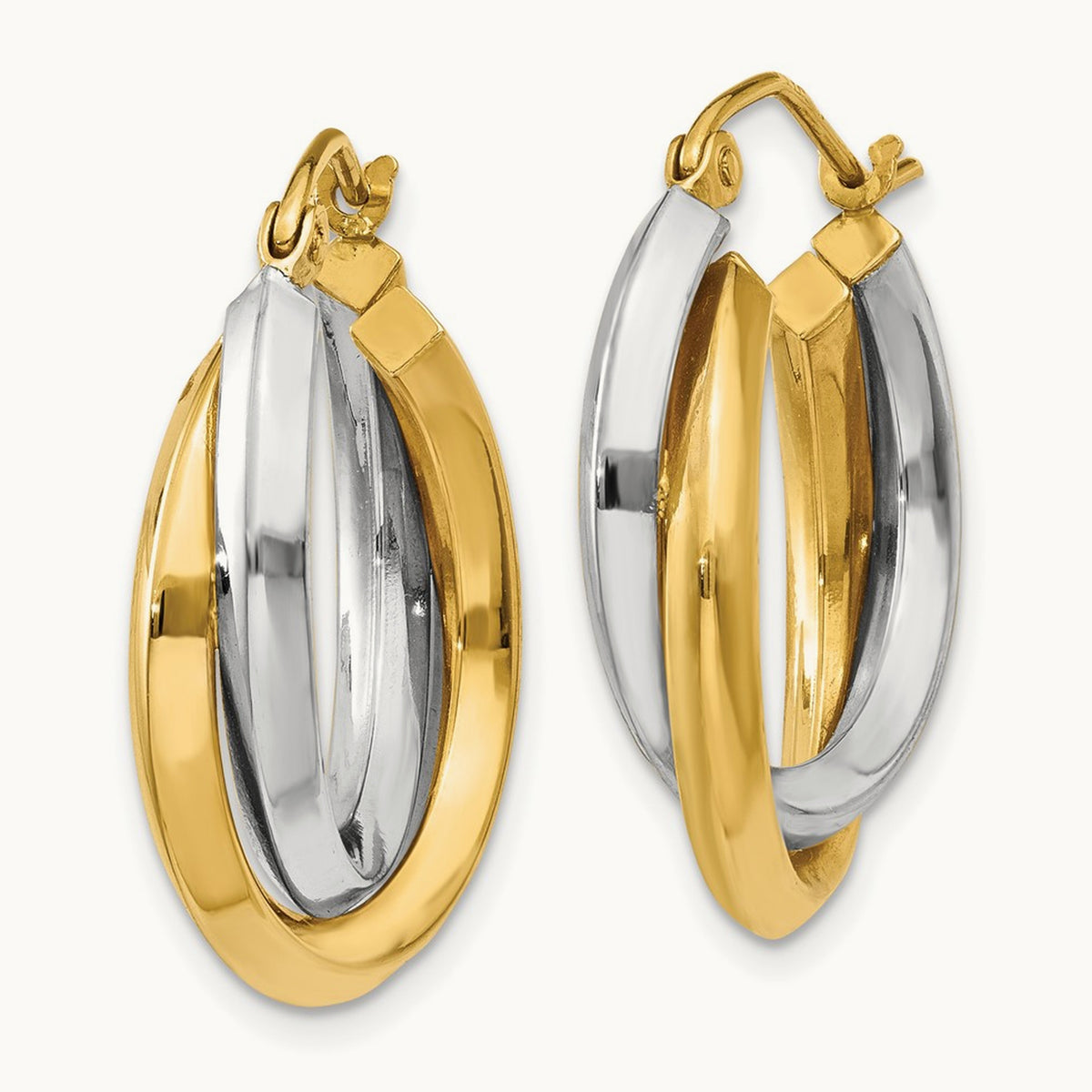 Polished Double Hoop Earrings — 14mm