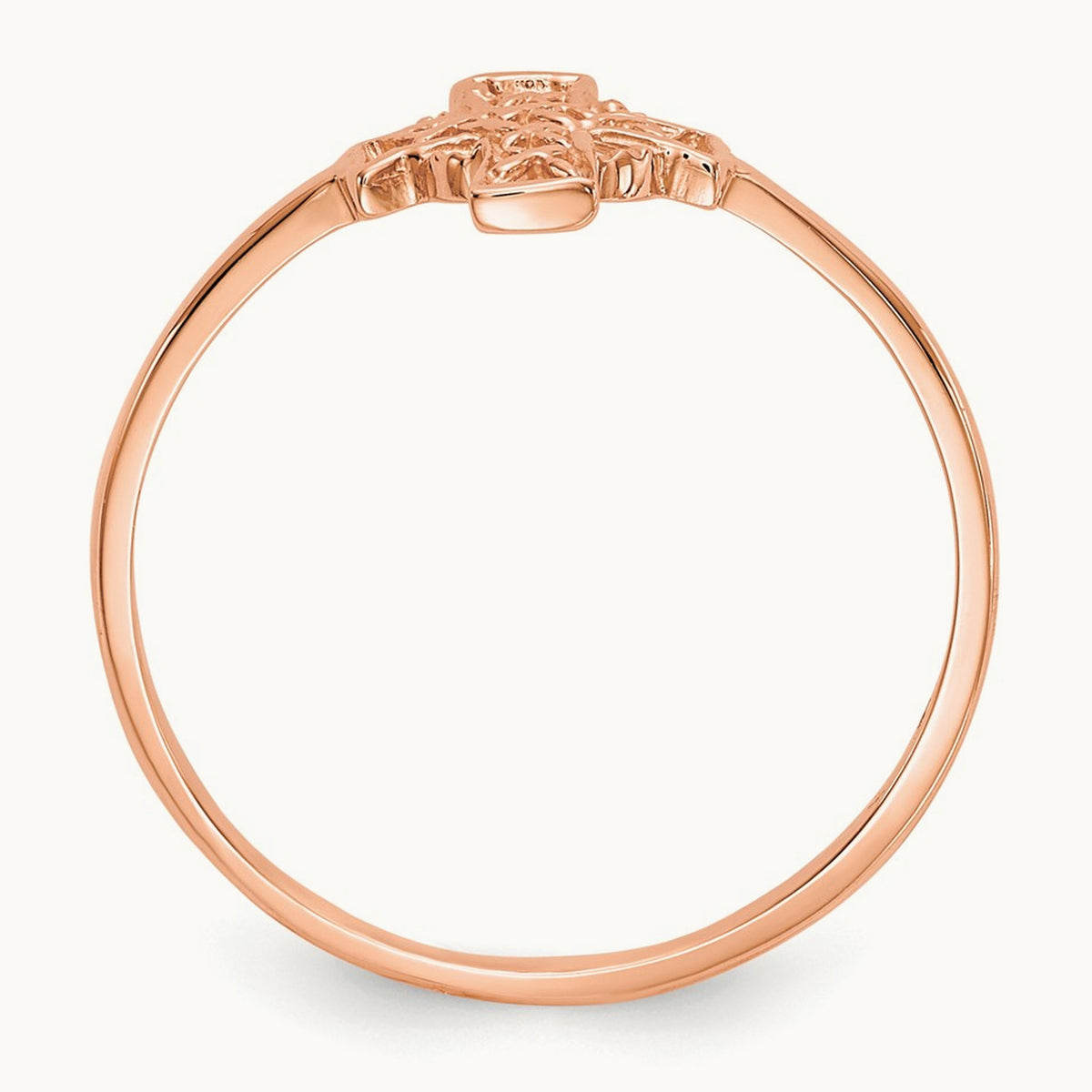Polished Celtic Cross Ring — 14K Rose Gold