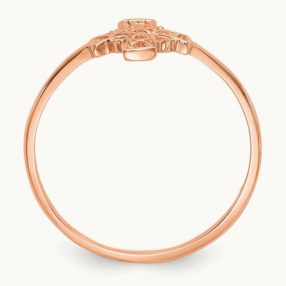 Polished Celtic Cross Ring — 14K Rose Gold