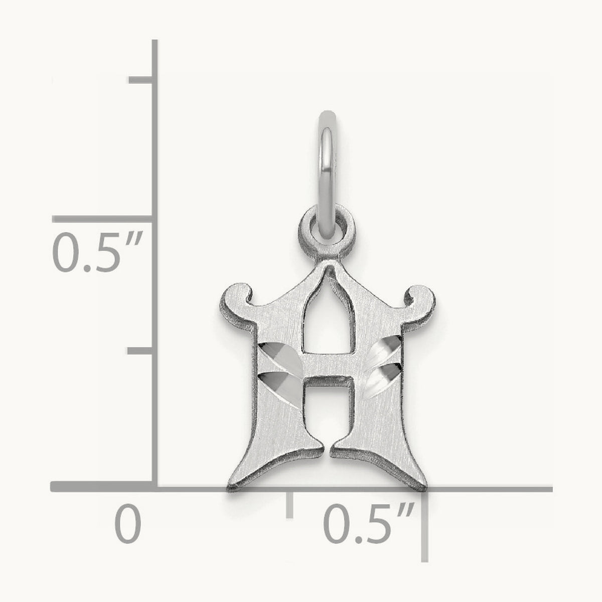 Diamond-cut Initial Charm — 14K White Gold, H