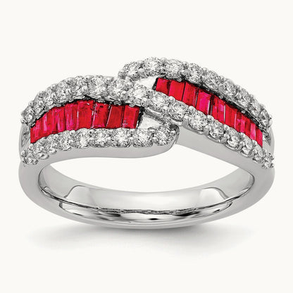 Ruby Diamond Ring, 14K White Gold
