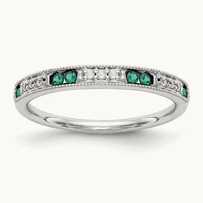 Diamond w/Emerald Band, 14K White Gold