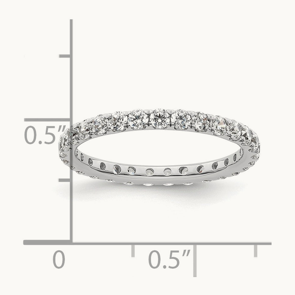 Polished U Shared Prong Diamond Eternity Band, 1.00 ct tw — 14K White Gold