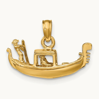 Solid Polished 3-D Gondola Pendant, 14K