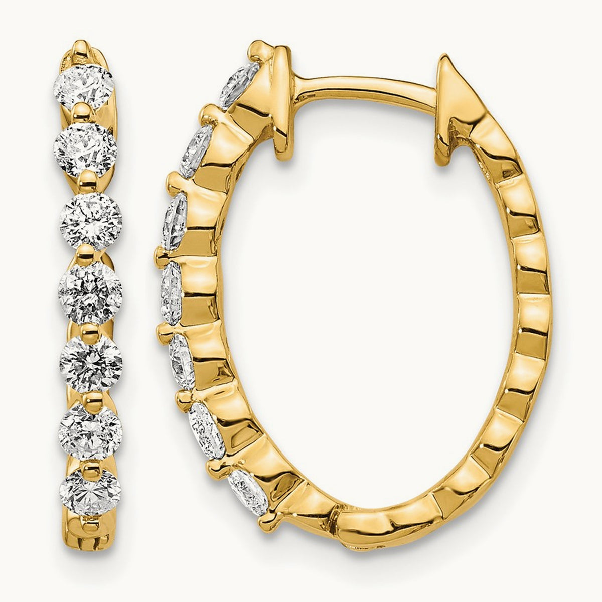 AA Diamond Hinged Hoop Earrings, 14K