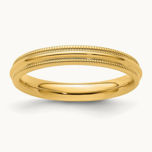 Milgrain Comfort Fit Band — 14K Yellow Gold, 3mm