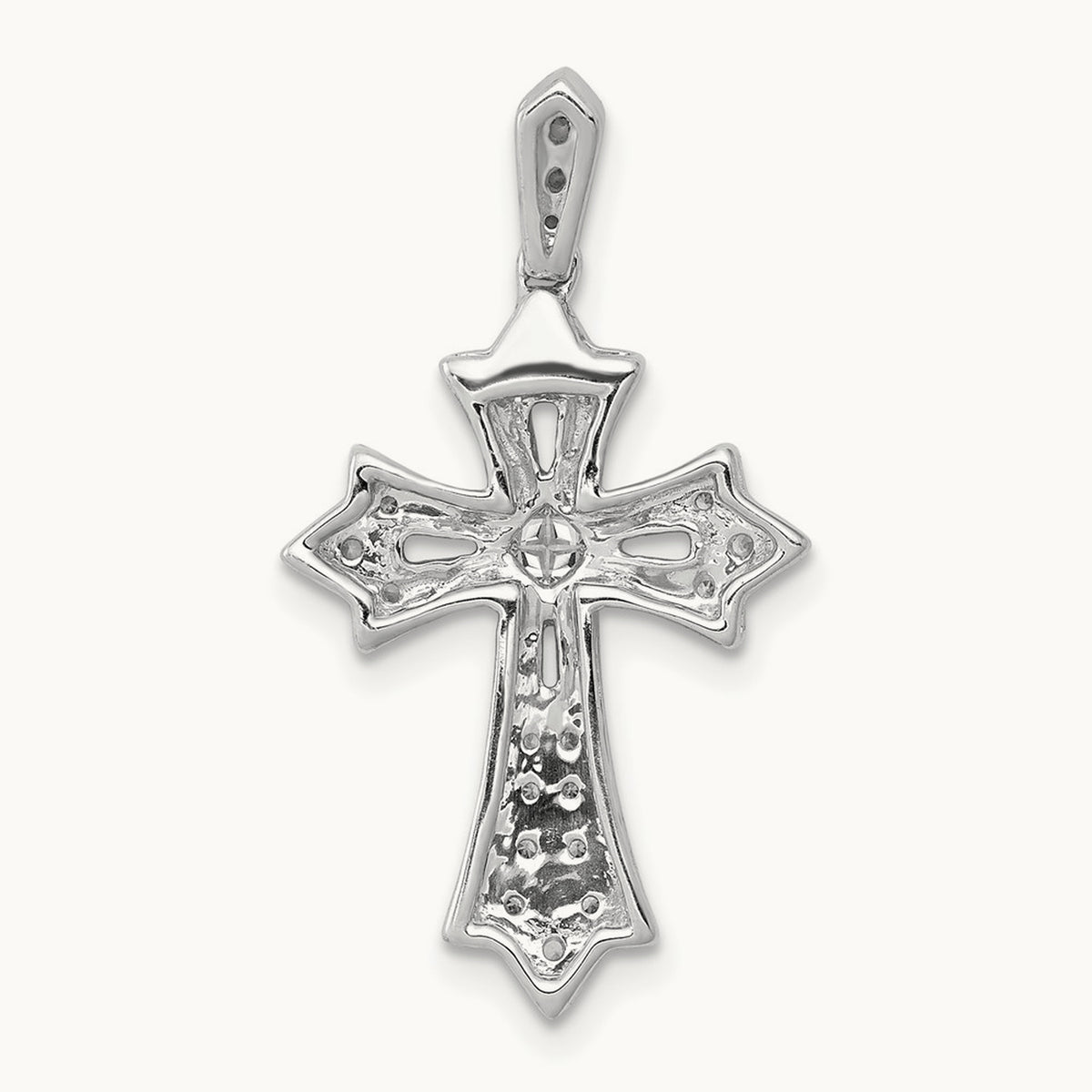 Diamond Fleur de Lis Cross Pendant — 14K White Gold
