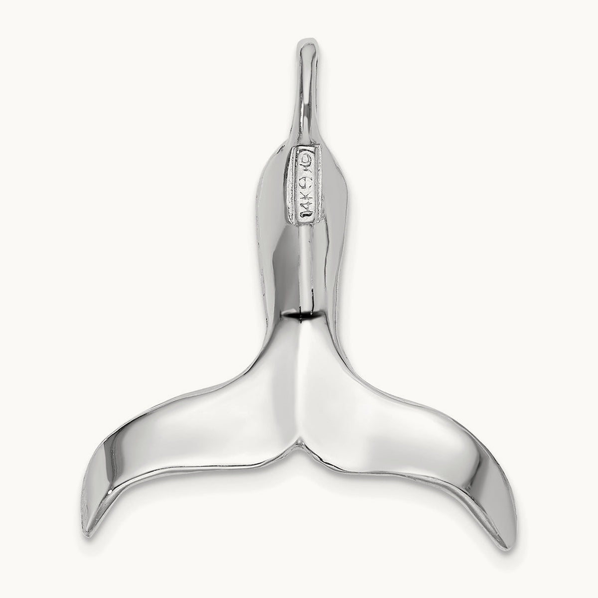 3-D Polished Whale Tail Chain Slide — 14K White Gold, 30mm
