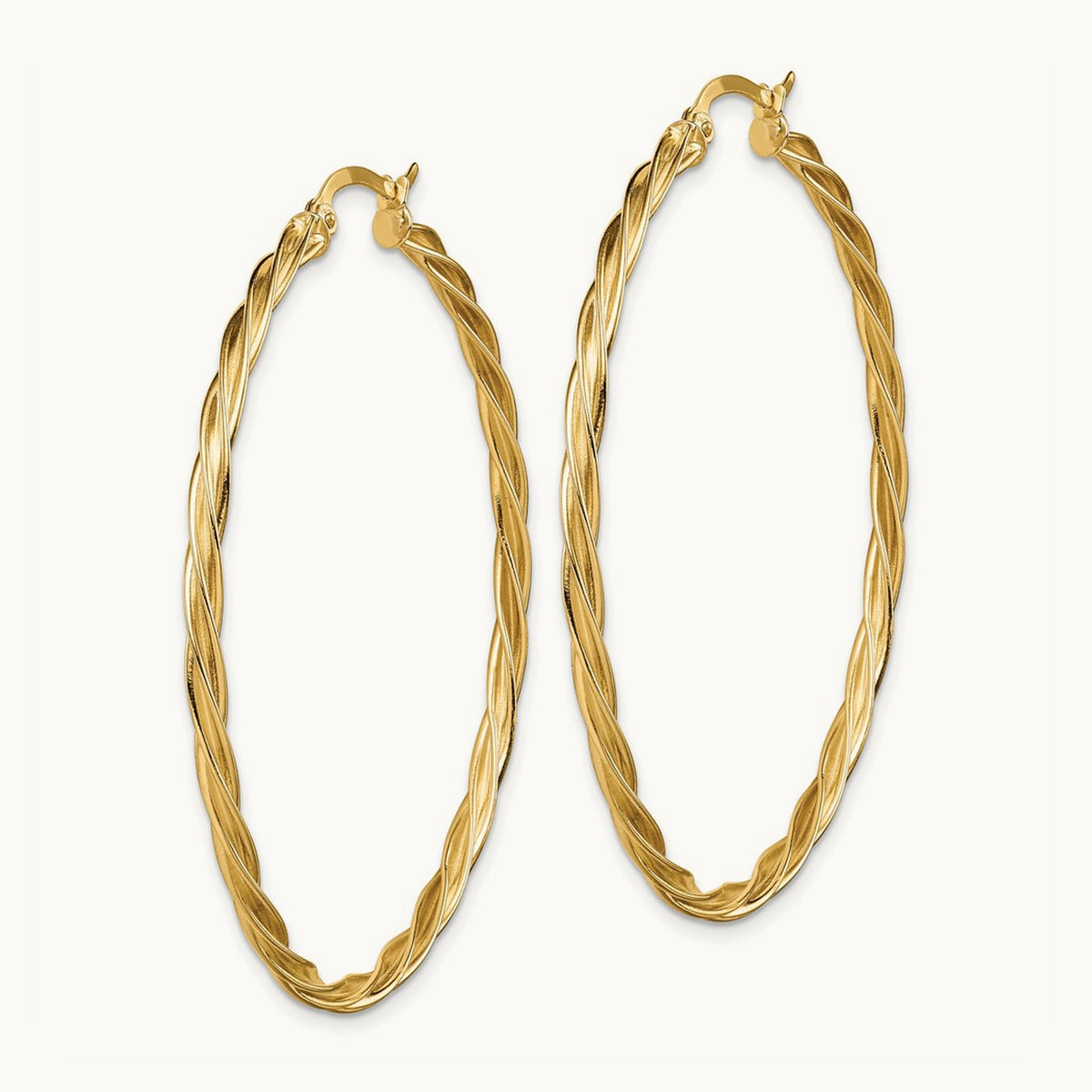 Fine Twisted Hoop Earrings — 14K Yellow Gold, 51.5mm