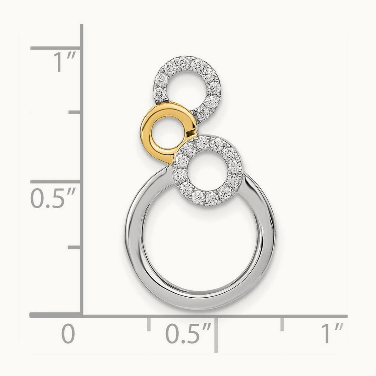 Polished Diamond Circles Chain Slide, 14K Two-tone