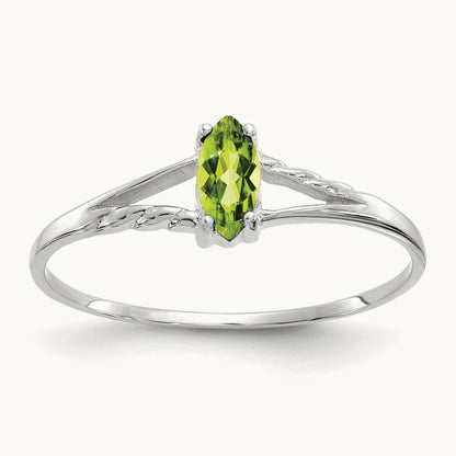 Peridot Birthstone Ring, 14K White Gold