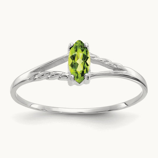 Peridot Birthstone Ring, 14K White Gold