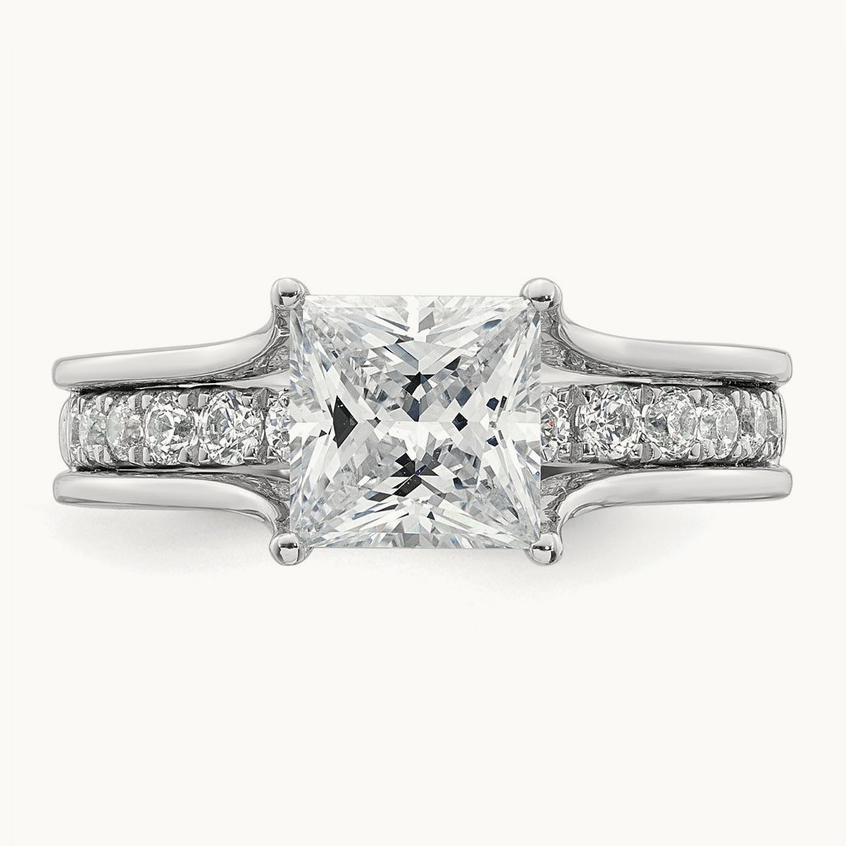 Princess Engagement Ring, 1.75-3.00 ct tw Lab-Grown Diamond — 2 1/2 ct, 14K White Gold