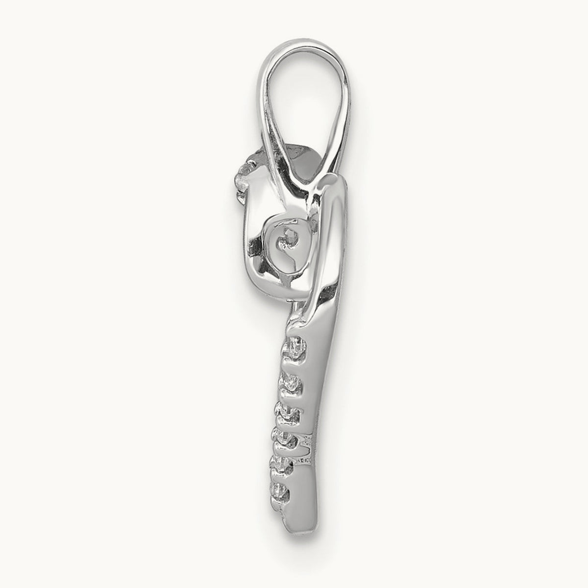 Diamond Heart Pendant — 14K White Gold, 15mm