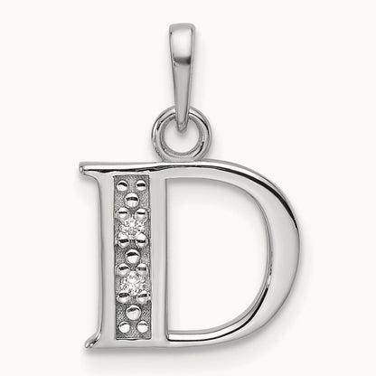 Diamond Letter D Initial Pendant, 14K White Gold
