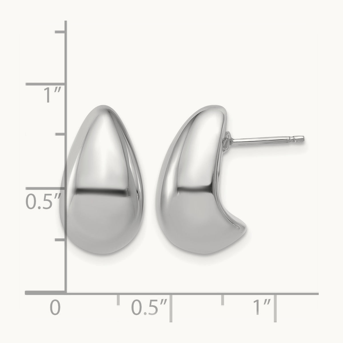 RH-plat Polished Puff Teardrop Post Earrings, Sterling Silver — Leslie's