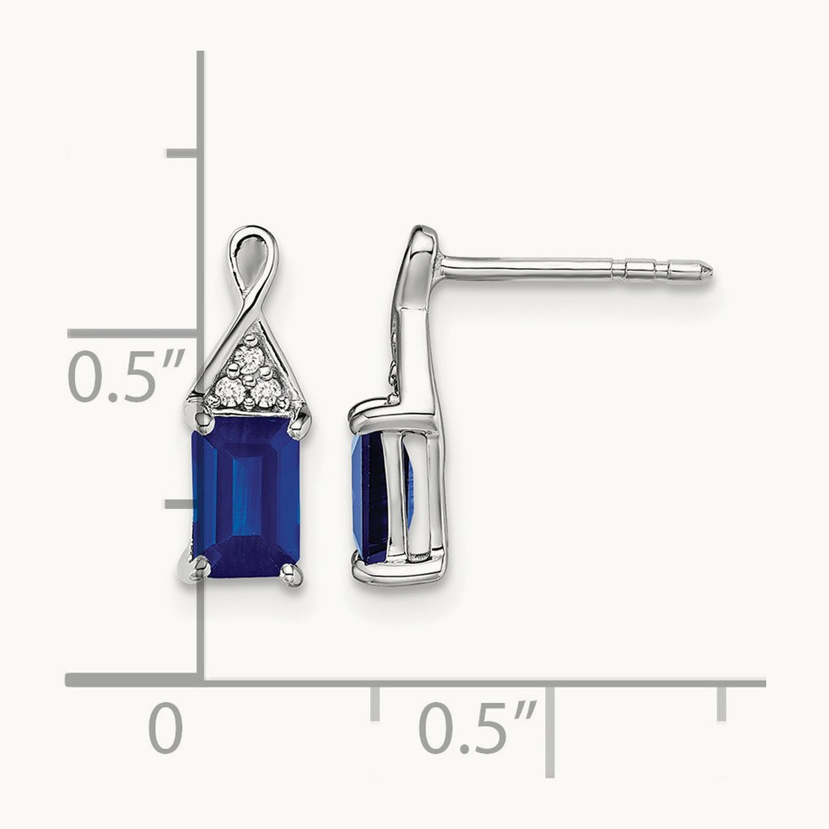 Sapphire and Diamond Earrings — 14K White Gold