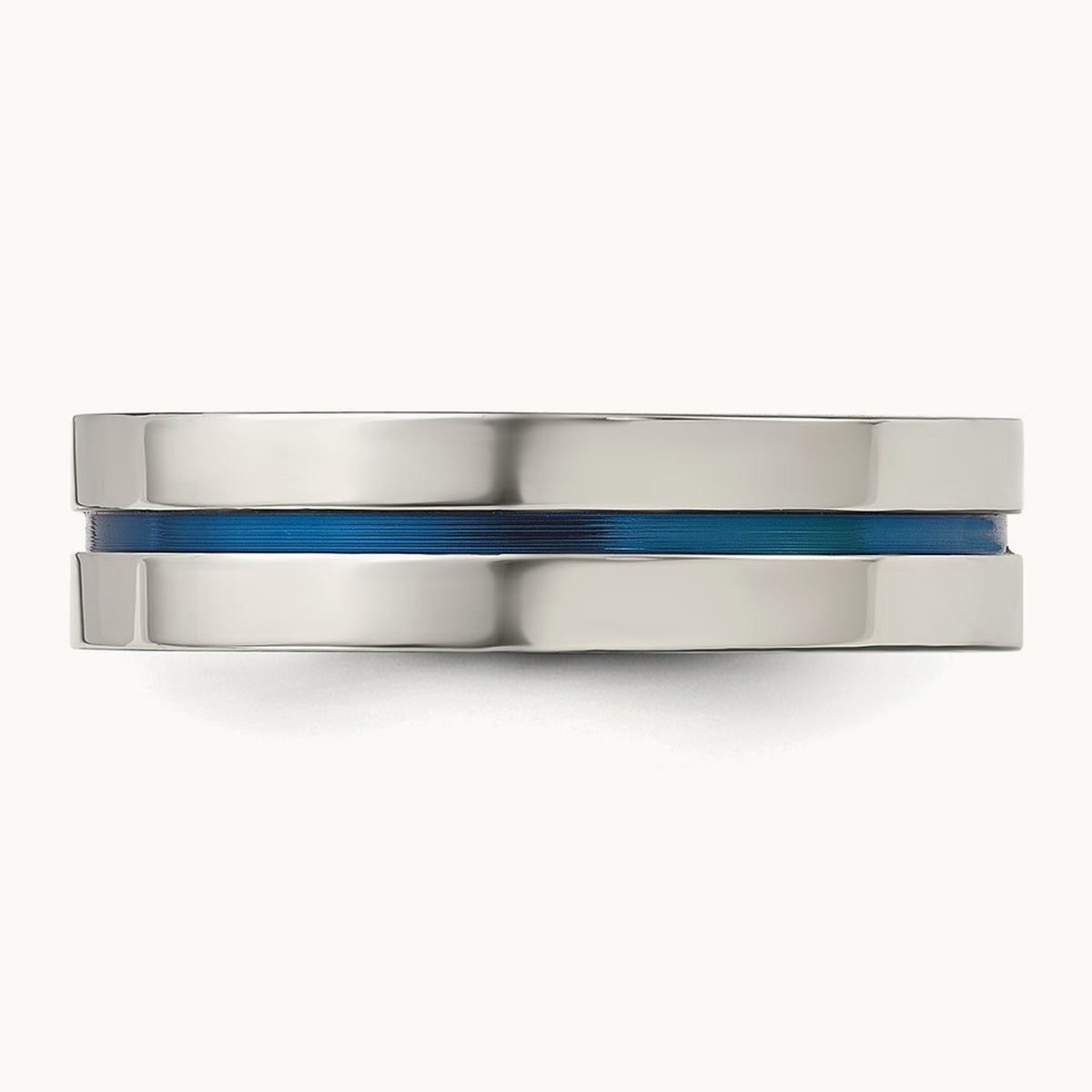 Polished Blue IP-plated Grooved Band, 6mm, Stainless Steel
