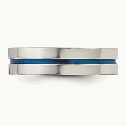 Polished Blue IP-plated Grooved Band, 6mm, Stainless Steel