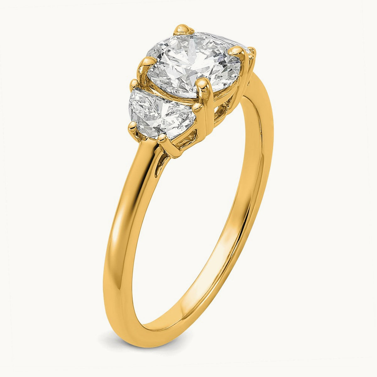Round 3 Stone Engagement Ring, 1.25-4.00 ct tw Lab-Grown Diamond — 1 3/8 ct, 14K Yellow Gold