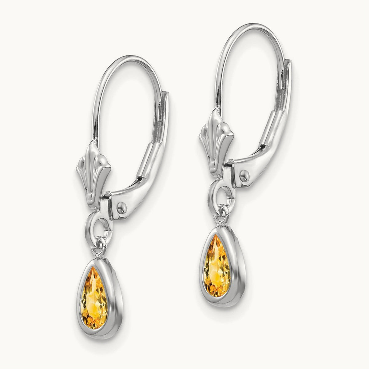 6x4mm Citrin/November Earrings, 14K White Gold