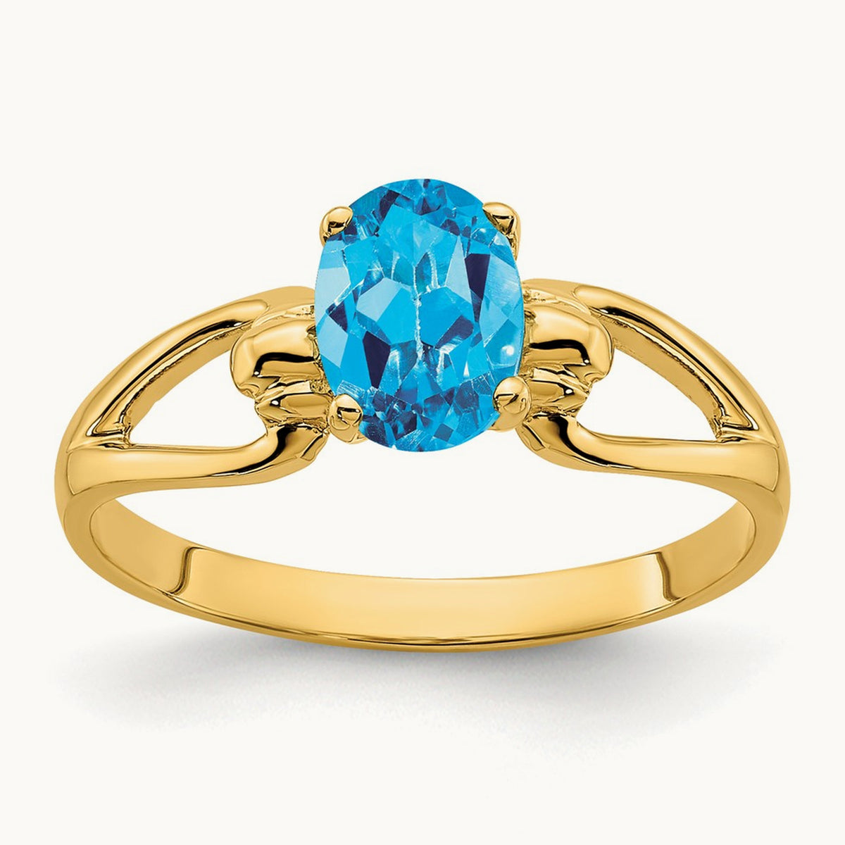 7x5mm Oval Blue Topaz ring, 14K
