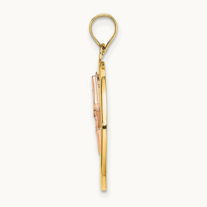 w/White Rhodium Star in Frame Moveable Charm, 14K Two-tone