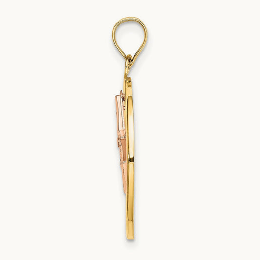 w/White Rhodium Star in Frame Moveable Charm, 14K Two-tone
