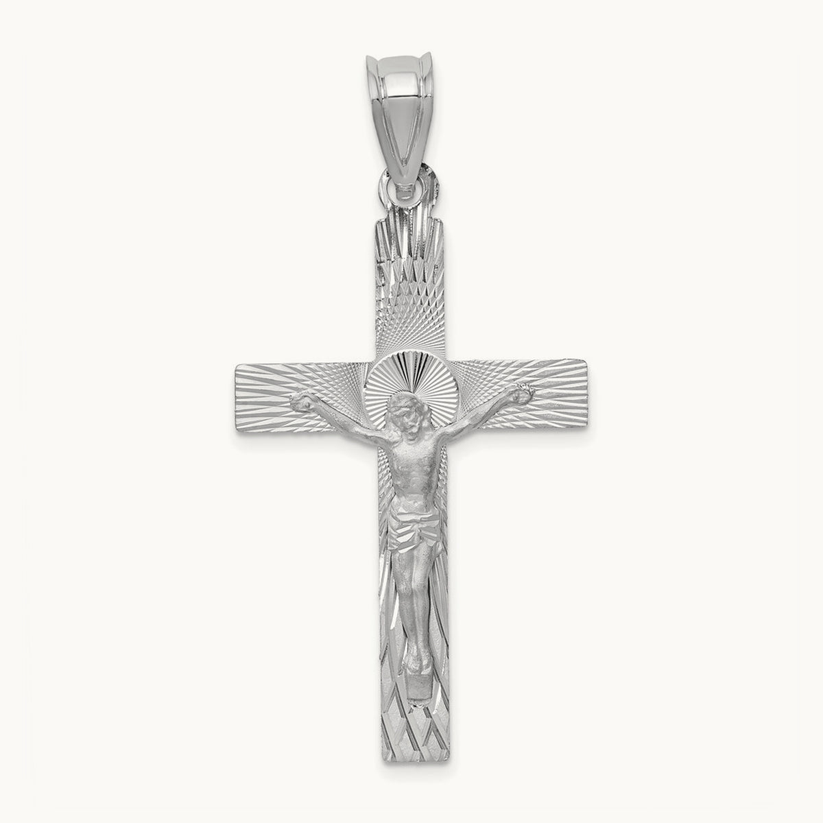 Crucifix Pendant, 14K White Gold