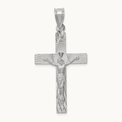 Crucifix Pendant, 14K White Gold