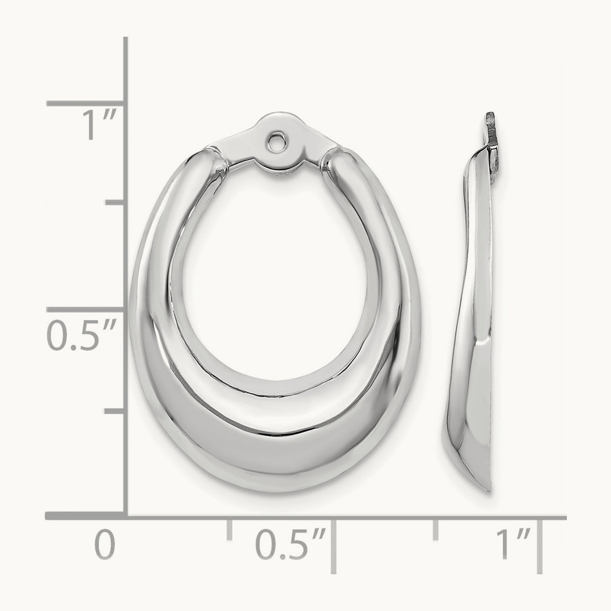 Polished Hoop Earring Jackets, 14K White Gold