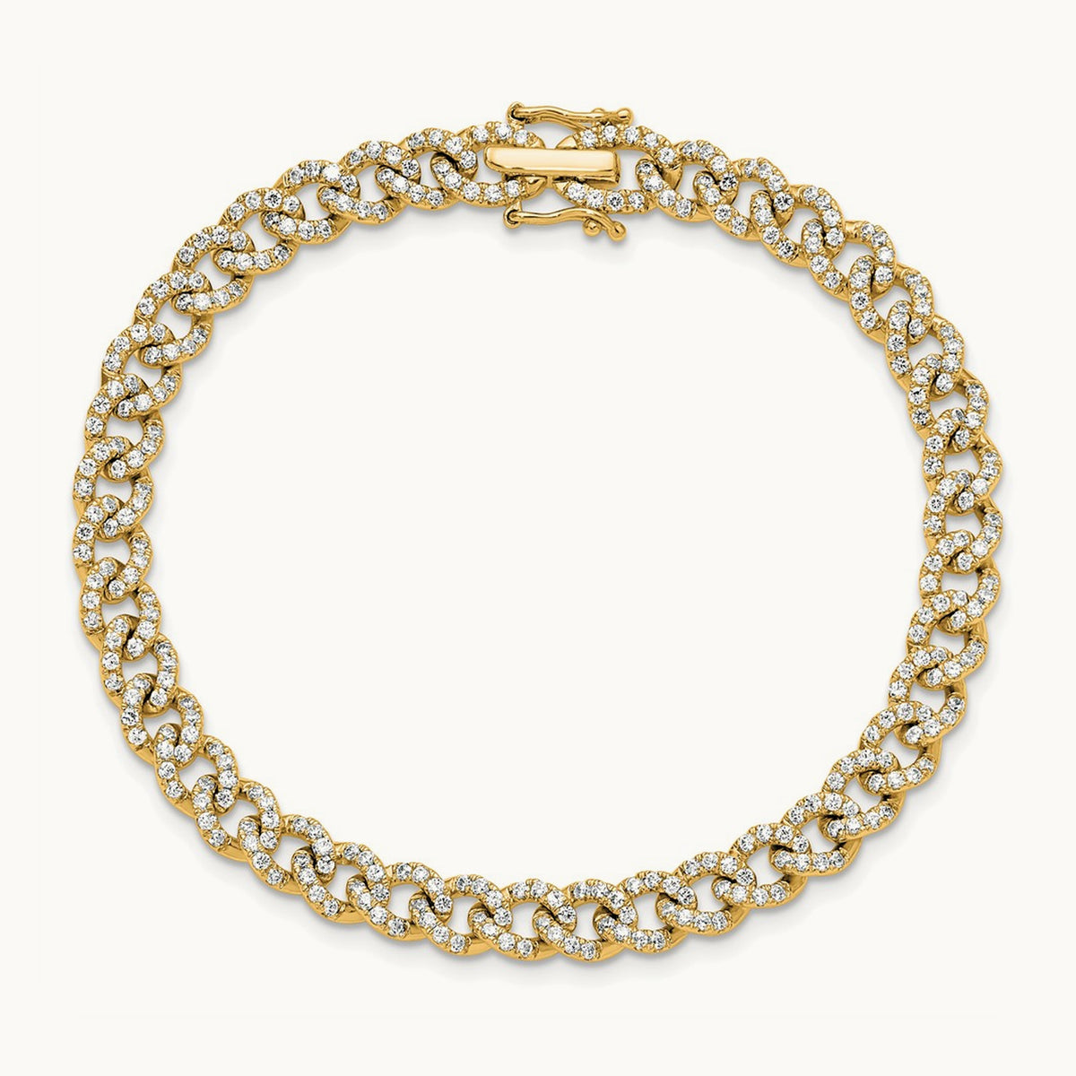 Polished Diamond Fancy Curb Bracelet, 14K