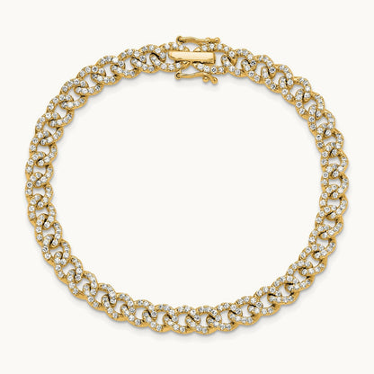 Polished Diamond Fancy Curb Bracelet, 14K