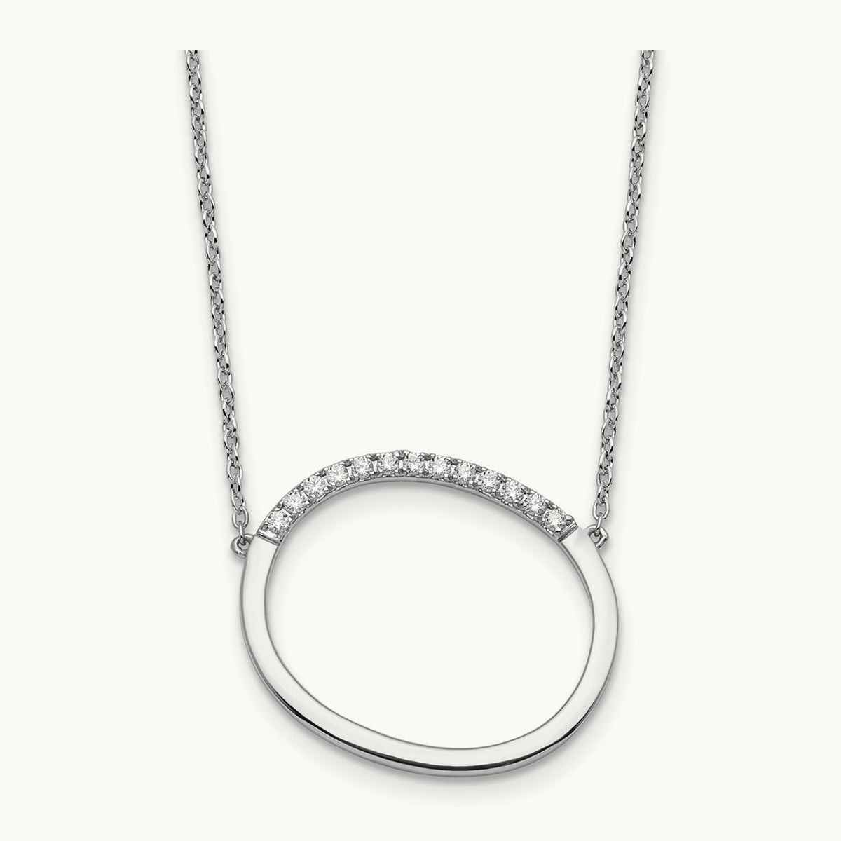 Sideways Diamond Necklace — 14K White Gold, O