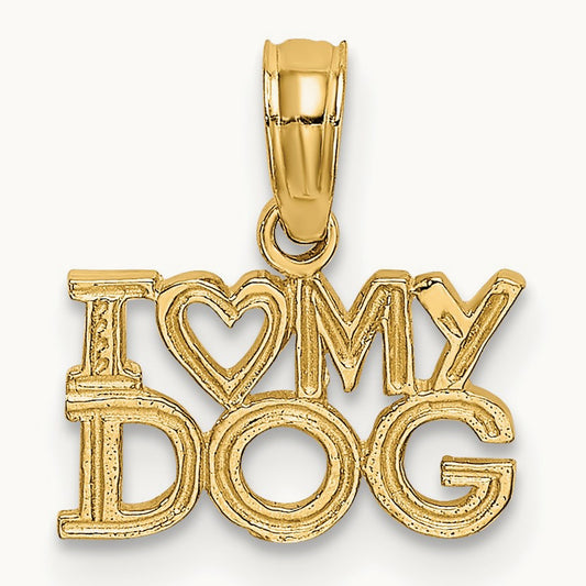 I HEART MY DOG Charm, 14K