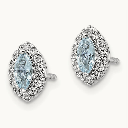 Aquamarine March Birthstone Earrings, 0.20 ct tw Lab-Grown Diamond