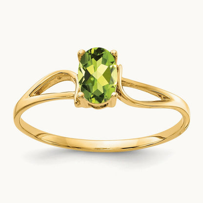 6x4mm Oval Peridot ring, 14K
