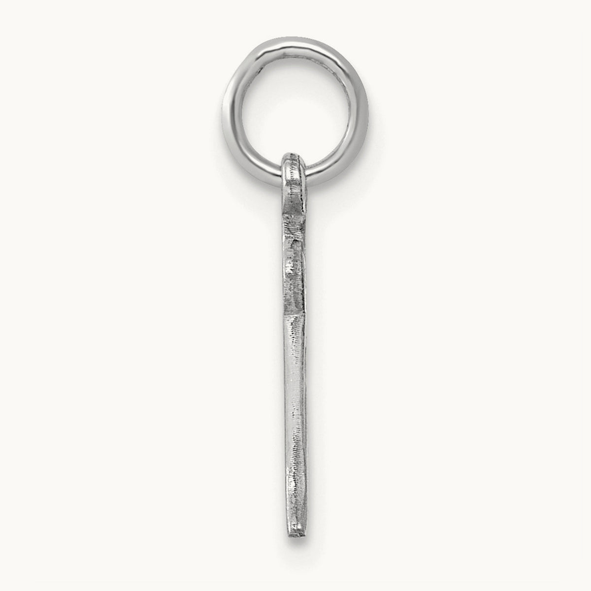 Diamond-cut Initial Charm — 14K White Gold, R