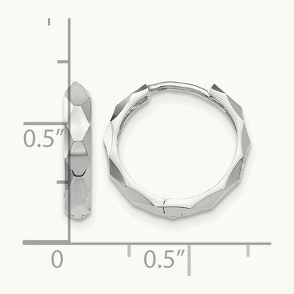 Diamond-cut Hoop Earrings, 14K White Gold