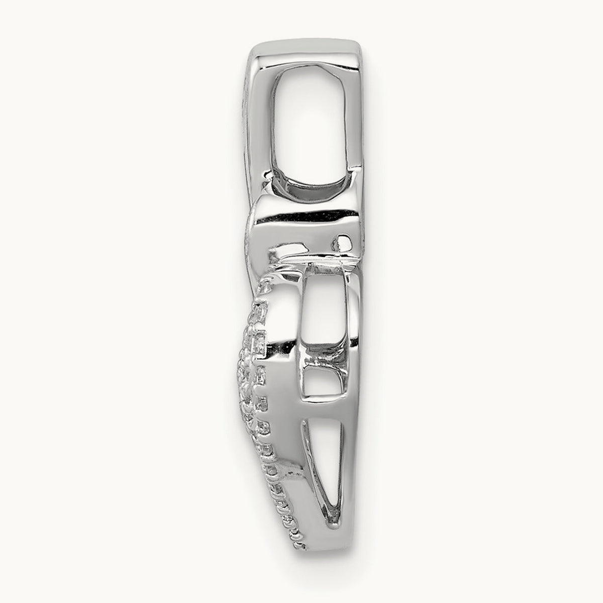 1/5ct. Diamond Fancy Double Heart Chain Slide, 14K White Gold