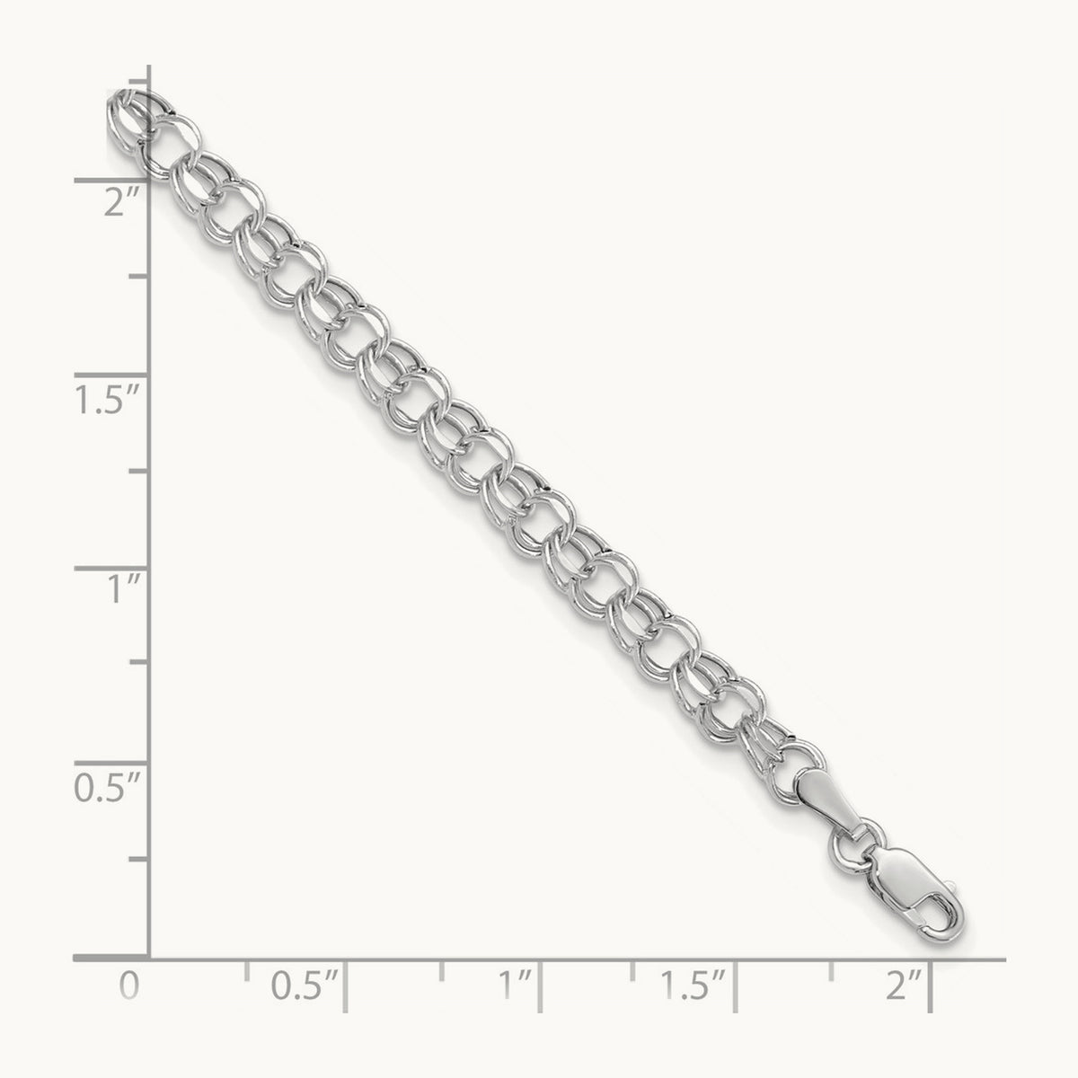 7in Hollow Double Link Charm Bracelet — 14K White Gold, 4.5mm
