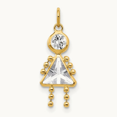 April Girl Birthstone Charm, 14K